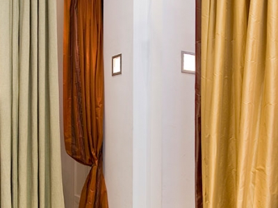 Plain silk curtains with inserts